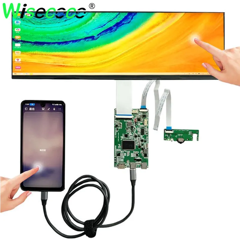 Wisecoco 14,5 Zoll Stretched Bar LCD-Display ips 2560x720 2k lange Streifen LCD-Panel kapazitiven Touchscreen USB-C Treiber platine Image
