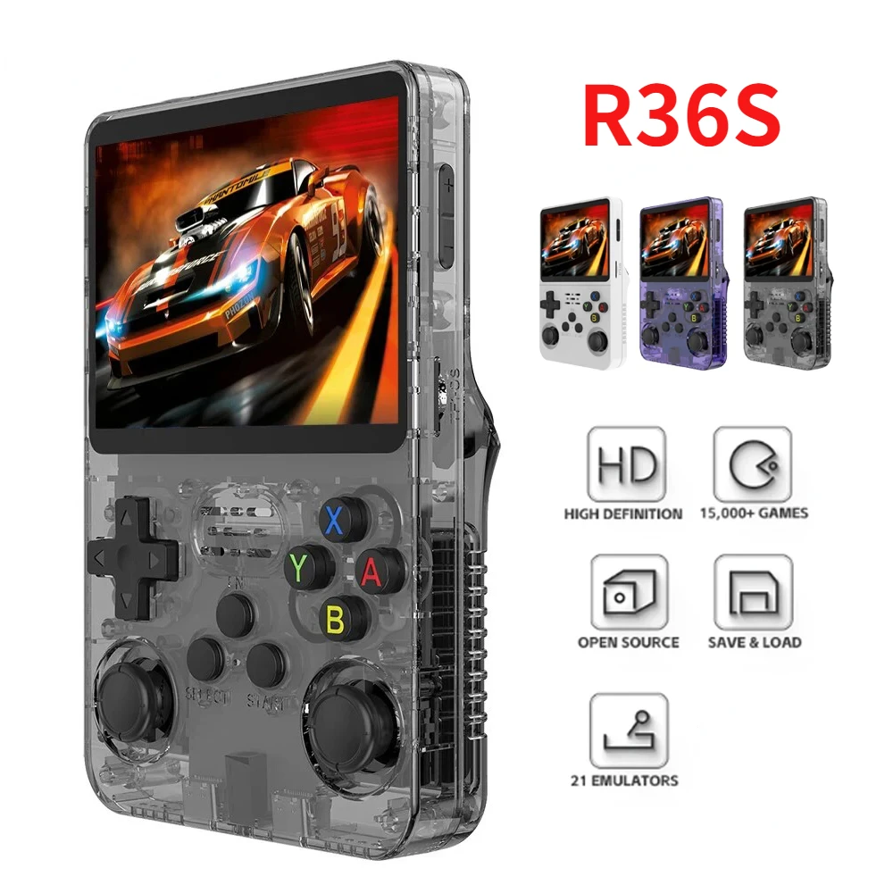 Open Source R36s Retro Handheld Videospiel konsole Linux-System 3,5 Zoll IP-Bildschirm tragbare Tasche Video-Player R35s 64g Spiele