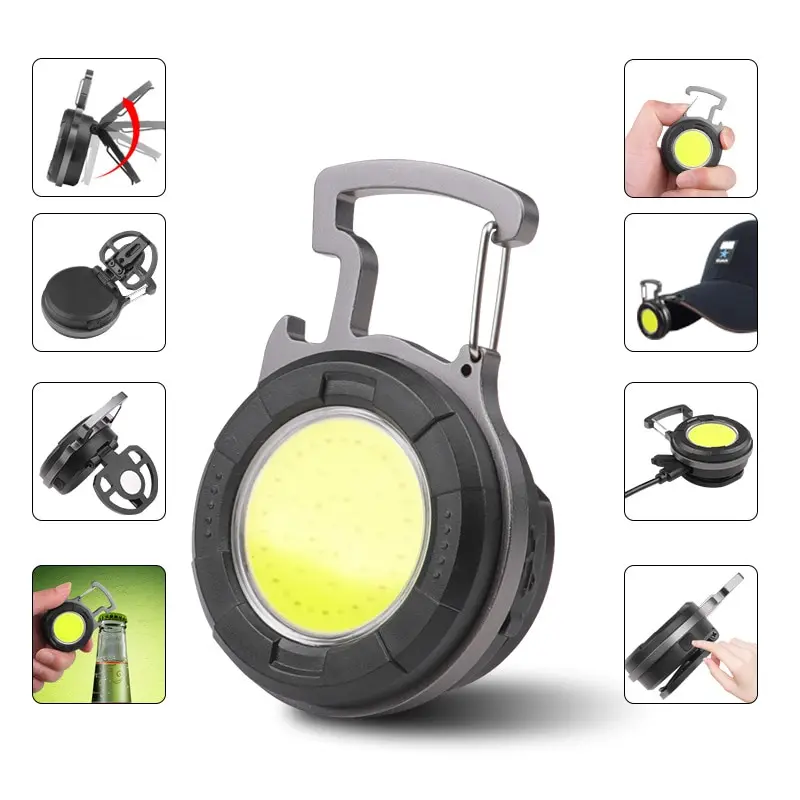 Tragbare Cob Schlüssel bund Taschenlampe LED Mini Arbeits scheinwerfer Flutlicht Typ C wiederauf ladbare Flaschen öffner Outdoor Camping Licht Image