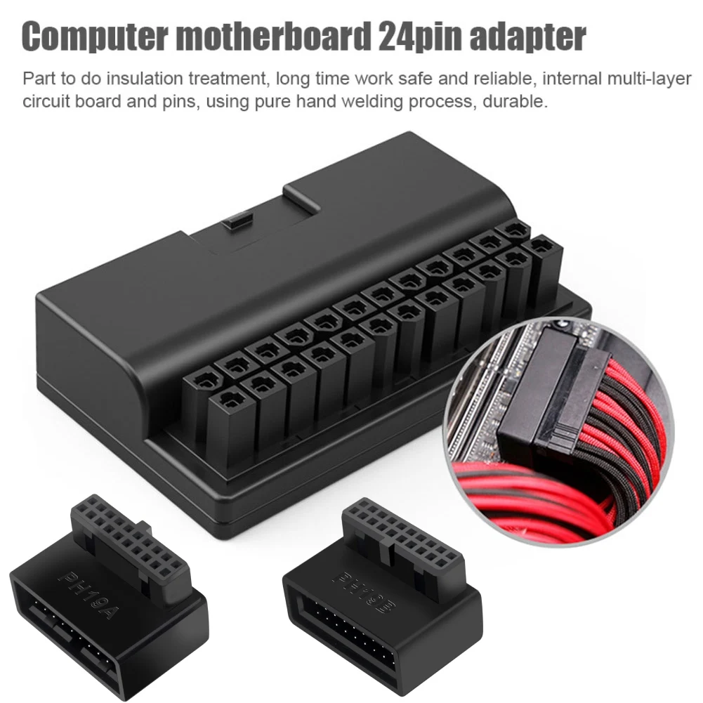 Atx 24-poliger bis 90-Grad-Netzsteckeradapter Mainboard-Motherboard-Netzteil kabelst ecker modular für Strom versorgungs kabel Image
