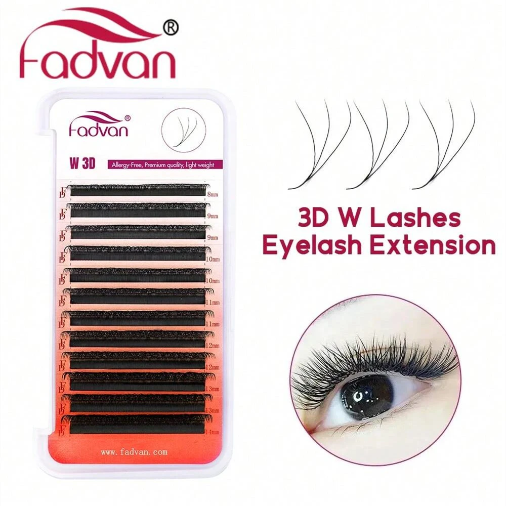 Fadvan 3D W-förmige Wimpern 0,07 C/D/M Curl Vorgefertigte Fächerwimpernverlängerungen Natürliche weiche schwarze Wimpern Faux Nerz Einzelwimpern Image