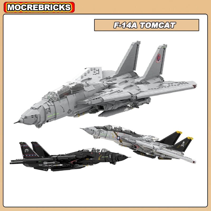 Neue Mehrzweck Navy Military Kämpfer F-14A Tomcat Kampfflugzeug MOC Gebäude Block Montage Modell Kinder DIY Ziegel Spielzeug Image