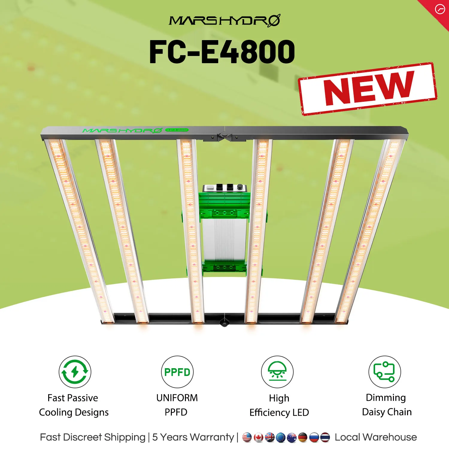 Mars Hydro-LED-Wachstumslicht für Hydrokultur im Innenbereich, Pflanzenlampe, Gemüseblumen, 480 W, FC-E4800, BRIDGELUX LED-Lichtleiste