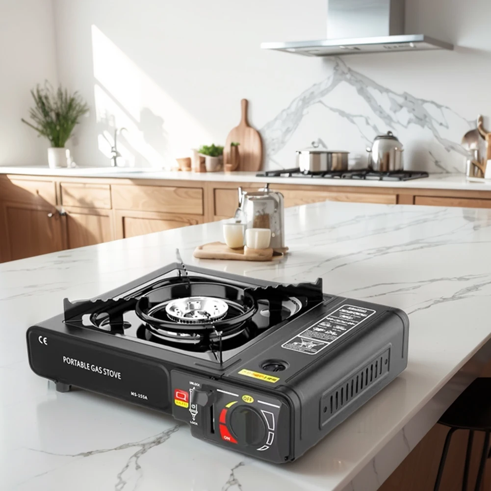 Tragbarer Brenner Edelstahl Outdoor-Gastank Herd mit Trage koffer Kochherd für Outdoor-Wanderungen Camping Road Trips Image