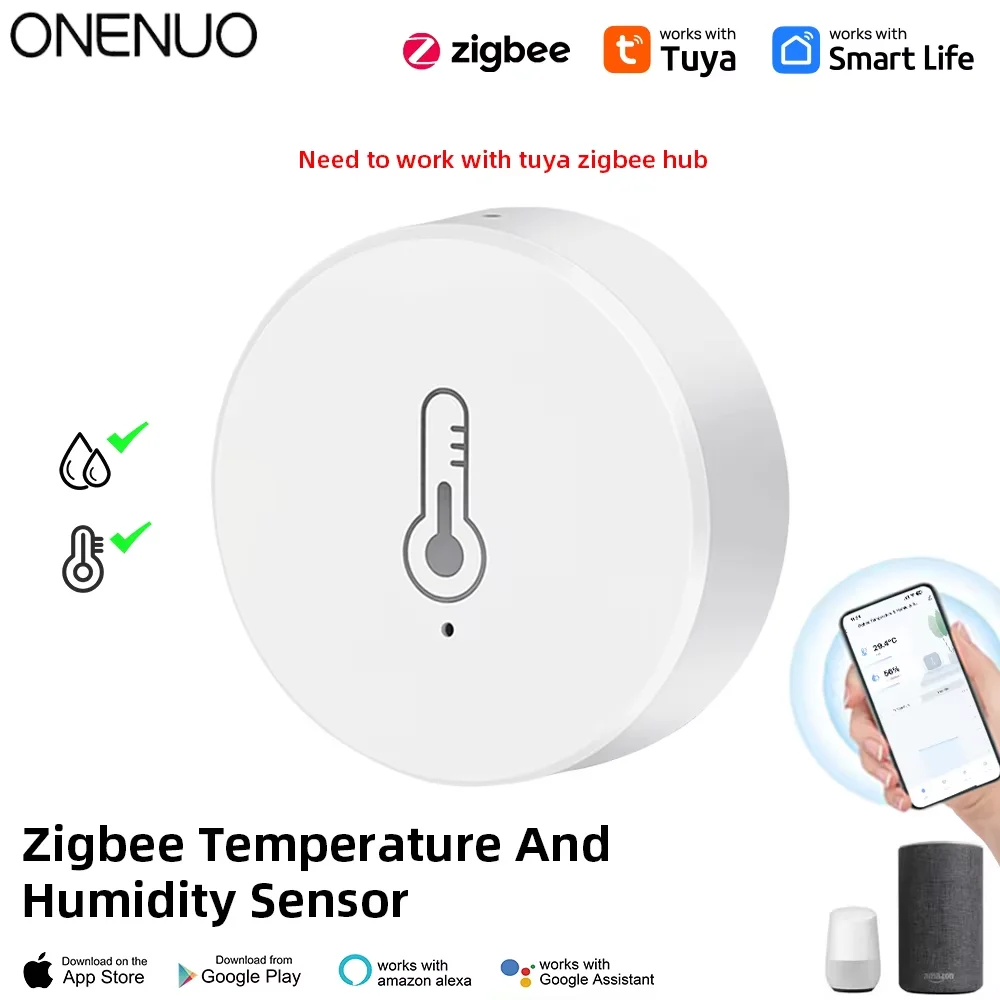 Tuya ZigBee Mini Temperatur-Feuchtigkeitssensor Smart Home Remote Monitor Funktioniert mit Gateway Alexa Google Home Voice App Control Image