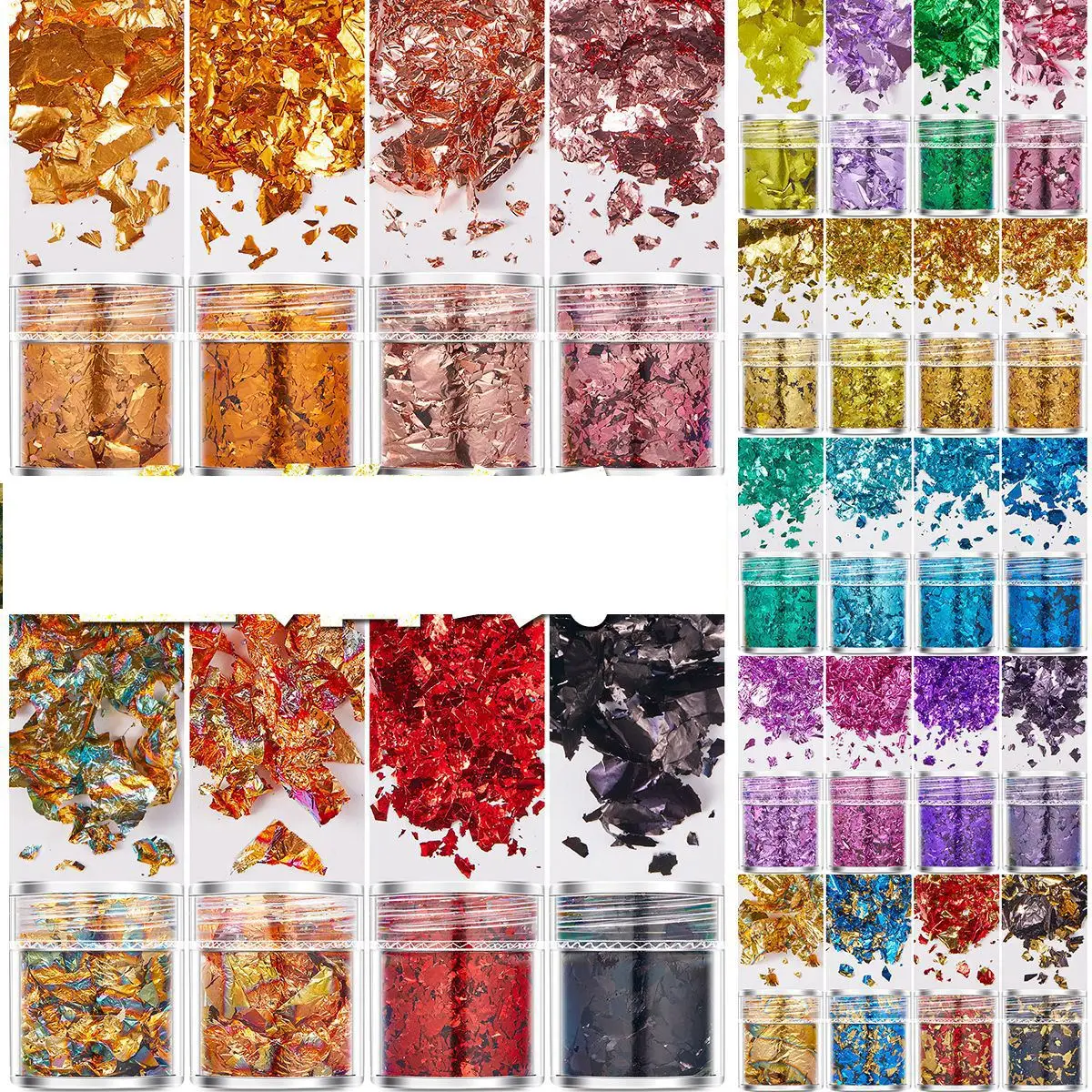 4PCS Blattgold Flocken Konfetti Füllung Harz Epoxy Form Füllstoff Glänzende Folie Flocken Für Harz Schmuck Machen Nail art Dekoration Image