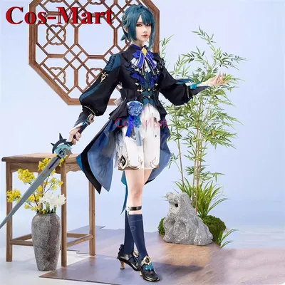 Cos-mart Spiel Genshin Impact Xingqiu Cosplay Kostüm Deevavali Regen schmilzt Bambus Haut Neujahr Image