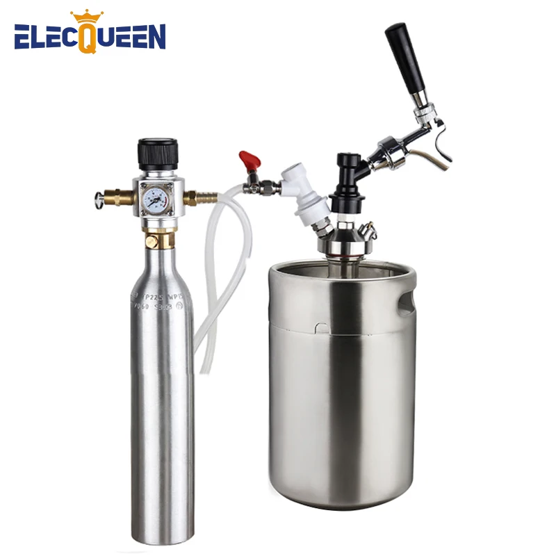 Bier Fass 5l, druck Mini Brummstimme Kit mit 90 PSI Co2 Ladegerät & 0,6 L Co2 Soda Flasche Zylinder, USA Standard Bier Tippen Dispenser Image