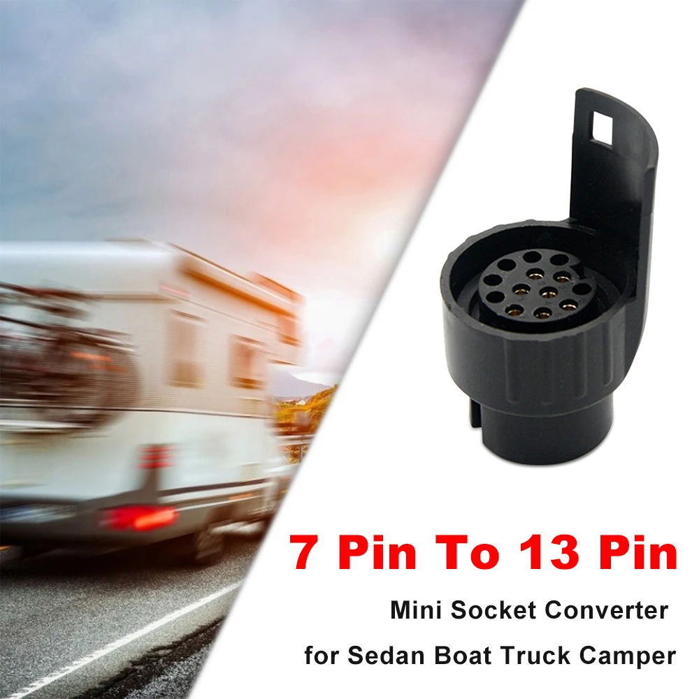 7-poliger bis 13-poliger Schleppadapter-Steckdosen stecker Kupferkern-Anhänger adapter 12/24-V-Wandler Mini-Steckdosen konverter für Anhänger Image