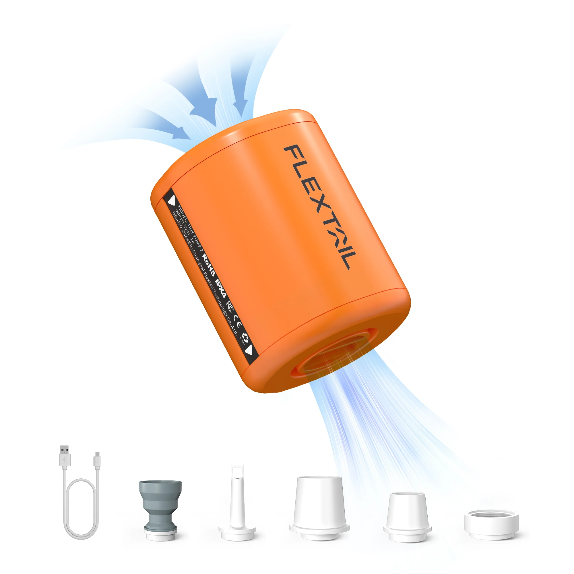 FLEXTAIL TINY PUMP 2 / 2X - 4kPa Elektrische Luftpumpe, tragbare Campingpumpe für Luftbetten, Schlafunterlagen, Poolschwimmer, Staubsaugerbeutel Image