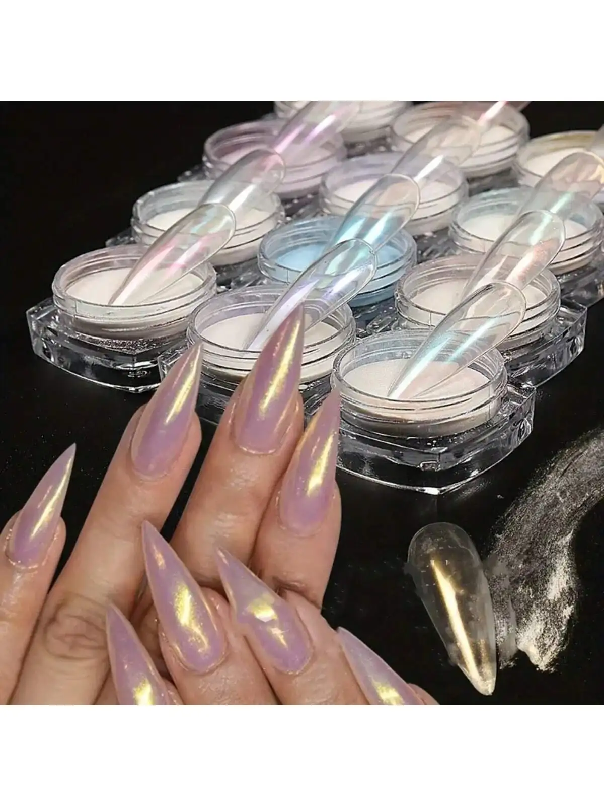 6 Flaschen/Set Nail Art Glitter Pulver Set Aurora Pulver Glitter Nagel pulver Super feine Magic Mirror Pulver Nagel dekorationen