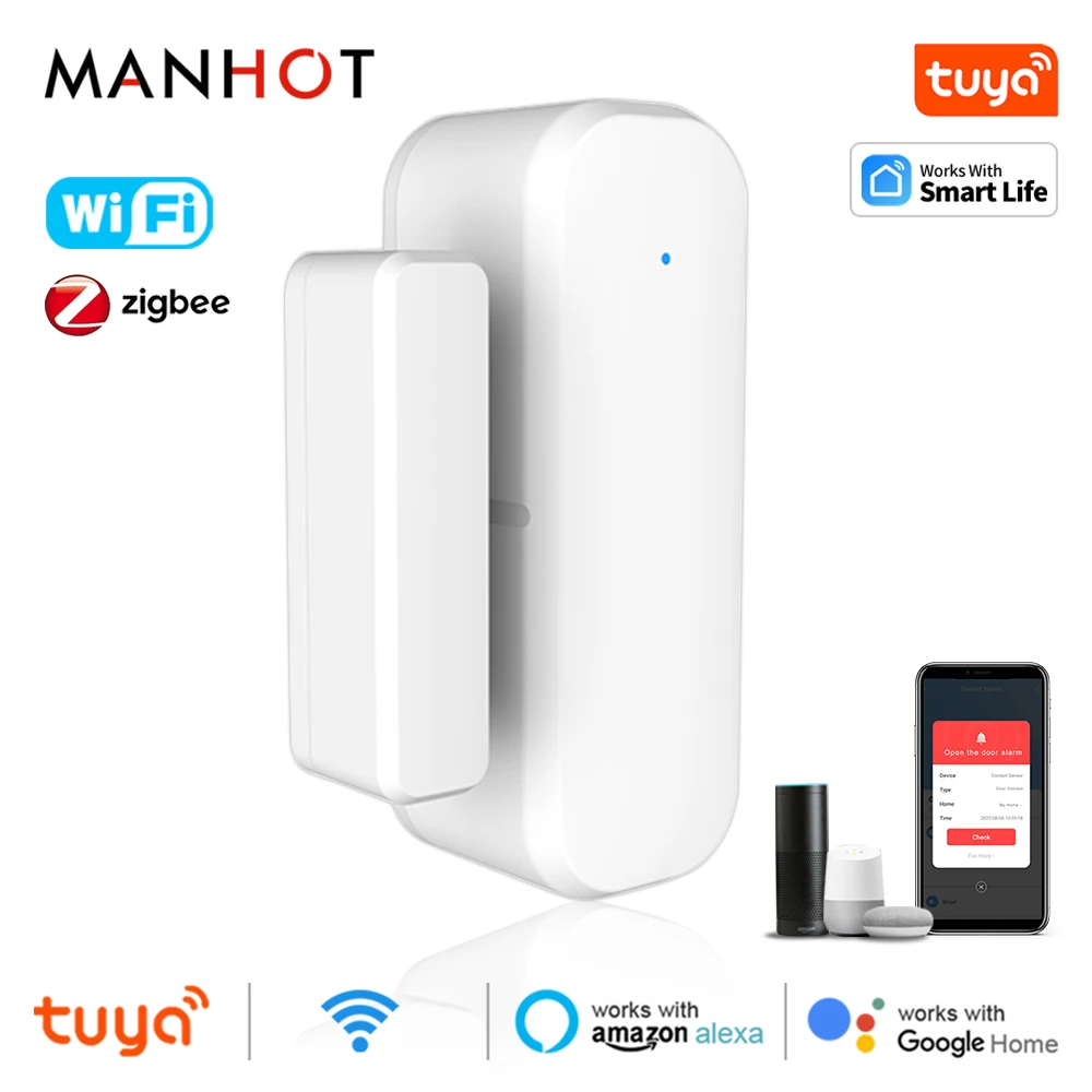 Tuya Smart WiFi Zigbee Fenster Tür Sensor Fenster Offen Geschlossen Detektor Smart Home Sicherheit Alarm System Über Alexa Google Hause