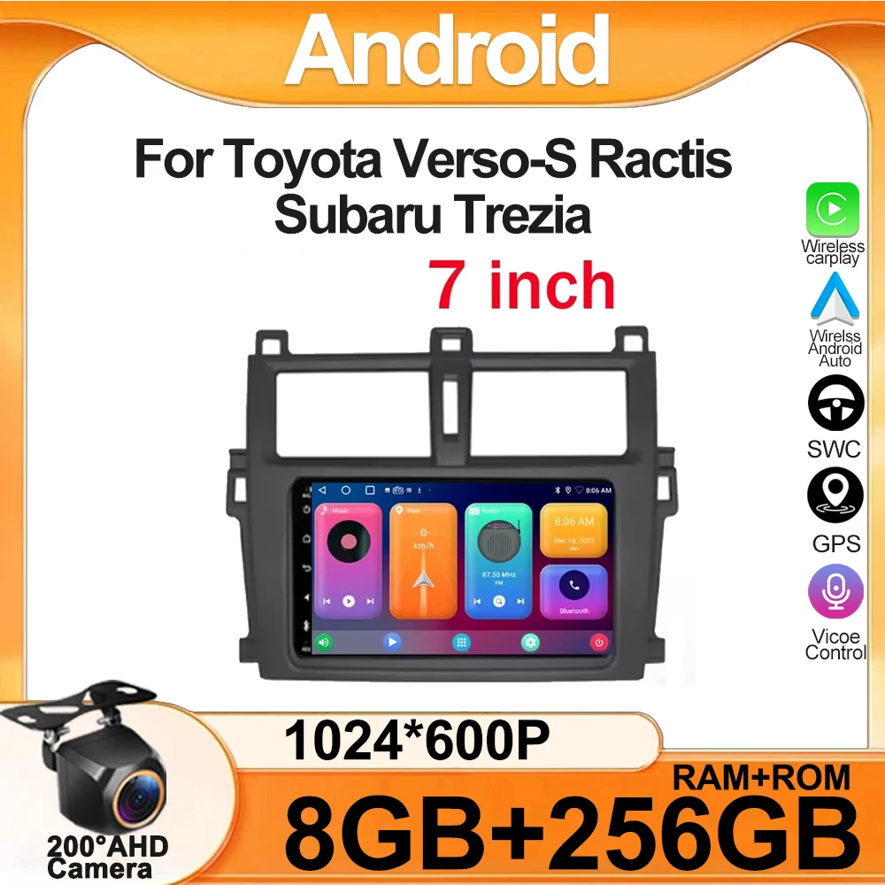 Für Toyota Verso-S Ractis Subaru Trezia Auto DVD Auto Android Radio Stereo Multimedia Player GPS Navigation High-leistung CPU