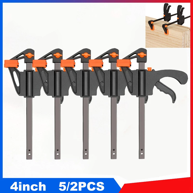 5/2 stücke Holzbearbeitung Arbeit Bar 4 Zoll Clamp Clip Set Harte Schnell Ratsche Release Clip DIY Zimmerei Hand Werkzeug holzbearbeitung Klemme Image