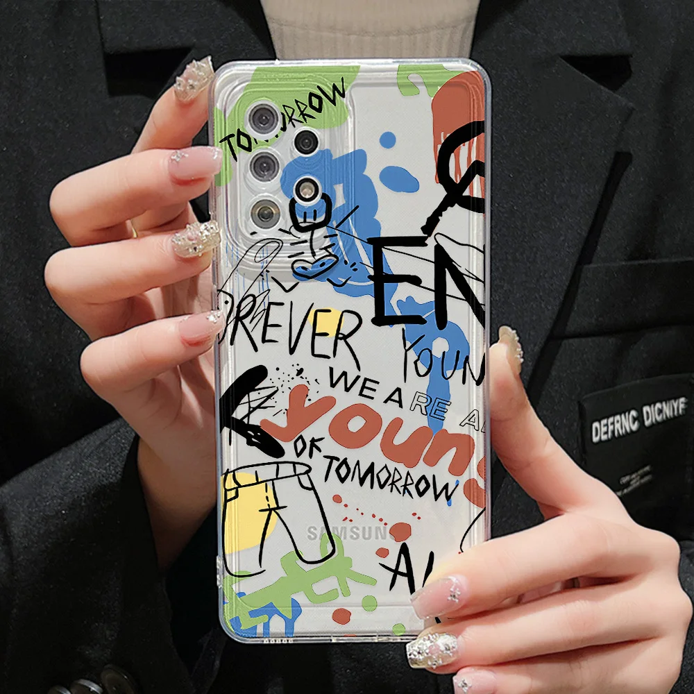 Graffiti Clear Case für Samsung A55 A54 5g A53 A52S 5G A33 A13 A34 A35 S24 Ultra S23 S22 S21 S20 Fe S10 plus weiche Silikon hülle Image
