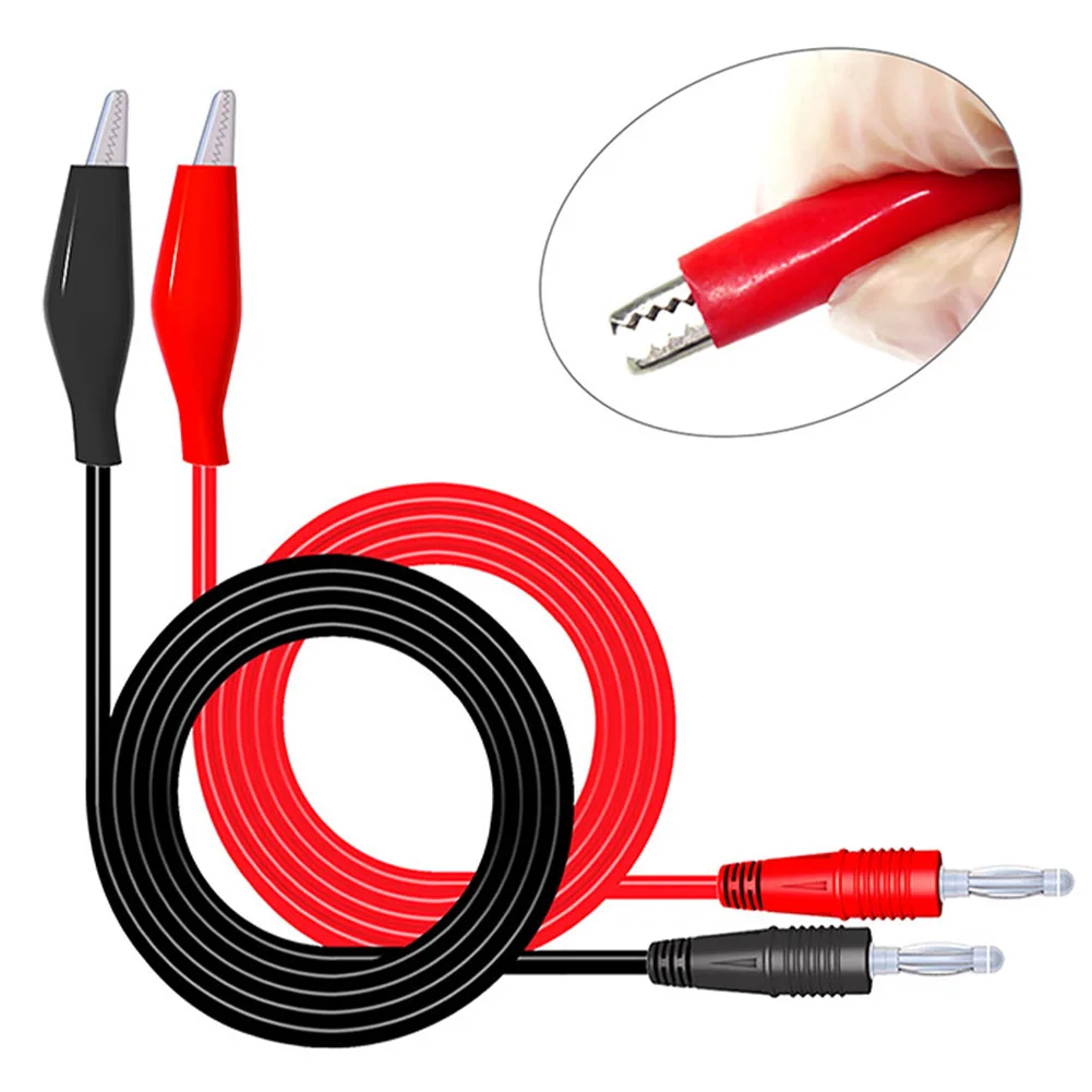 Multimeter-Test leitungen Kabel leitungs draht 4mm Bananen stecker an Krokodil klemme Weich prüf kabel Doppelstich-Alligator-Test kabel clips Image