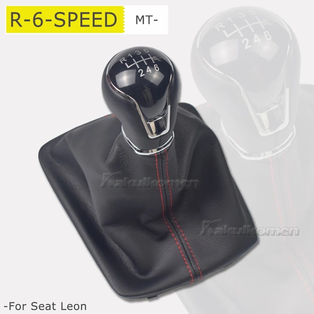 Leder Auto Schaltknauf Hebel Gaitor Boot Abdeckung Für Sitz Leon III 3 MK3 2012 2013 2014 2015 2016 2017 5/6 geschwindigkeit Manuelle Image