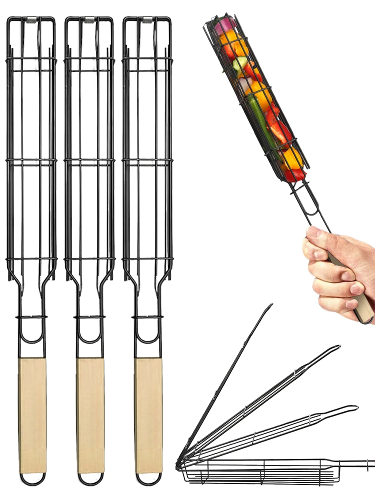 1/3pcs Grill Grill Mesh Edelstahl Maschen quadratisches Grill netz tragbare Outdoor-Grill clip Grill Werkzeuge Küchen zubehör Image