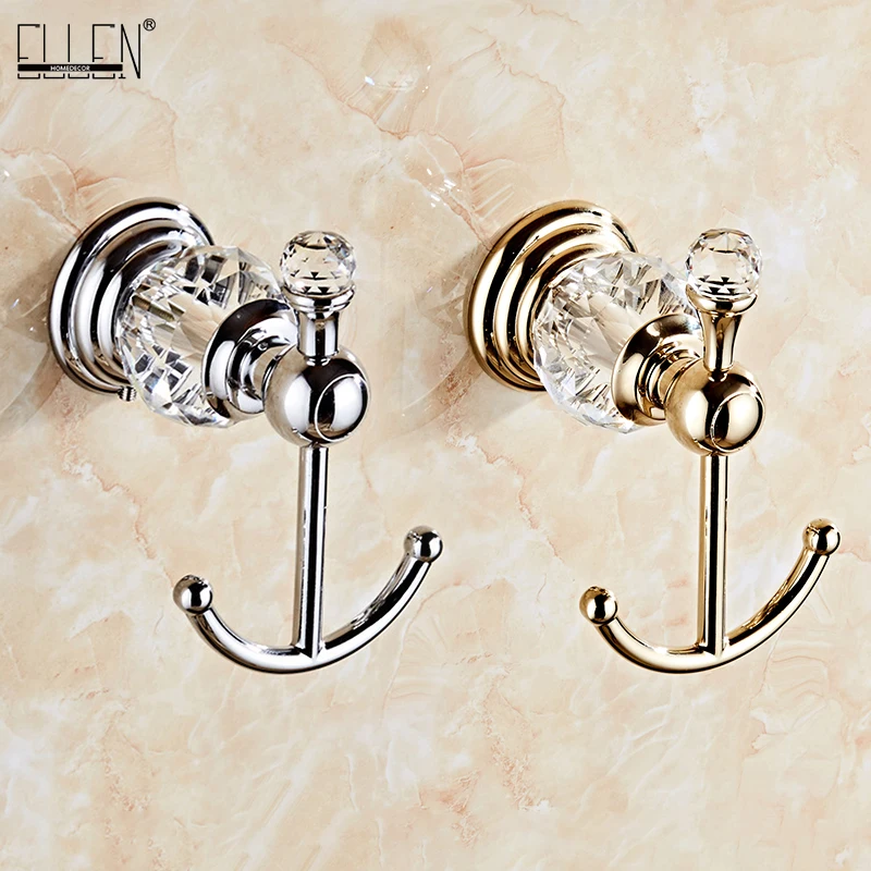 Kristall-Handtuchhaken, Chrom, goldene Kleiderhaken, Badezimmer-Handtuch-Wandaufhänger für Kleidung, Schrank, Wandmontage, Küche ELG85400-82
