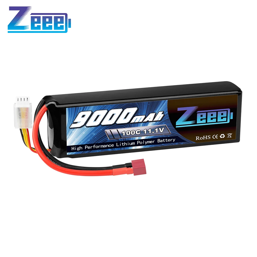 Zeee 3S 9000mAh Lipo Batterie 11,1V 100C Deans Stecker mit Metallplatten für RC Auto LKW Buggy Tank RC Hobby Modelle RC Teile