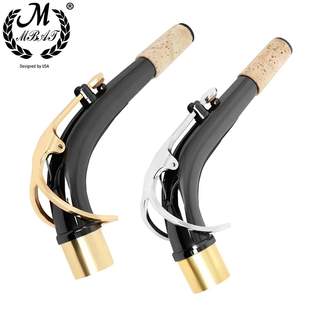 M mbat Altsaxophon Hals Messing schwarz Silber Gold Biegung Hals Saxophon Holz blasinstrument Saxophon Ersatzteile Zubehör Image