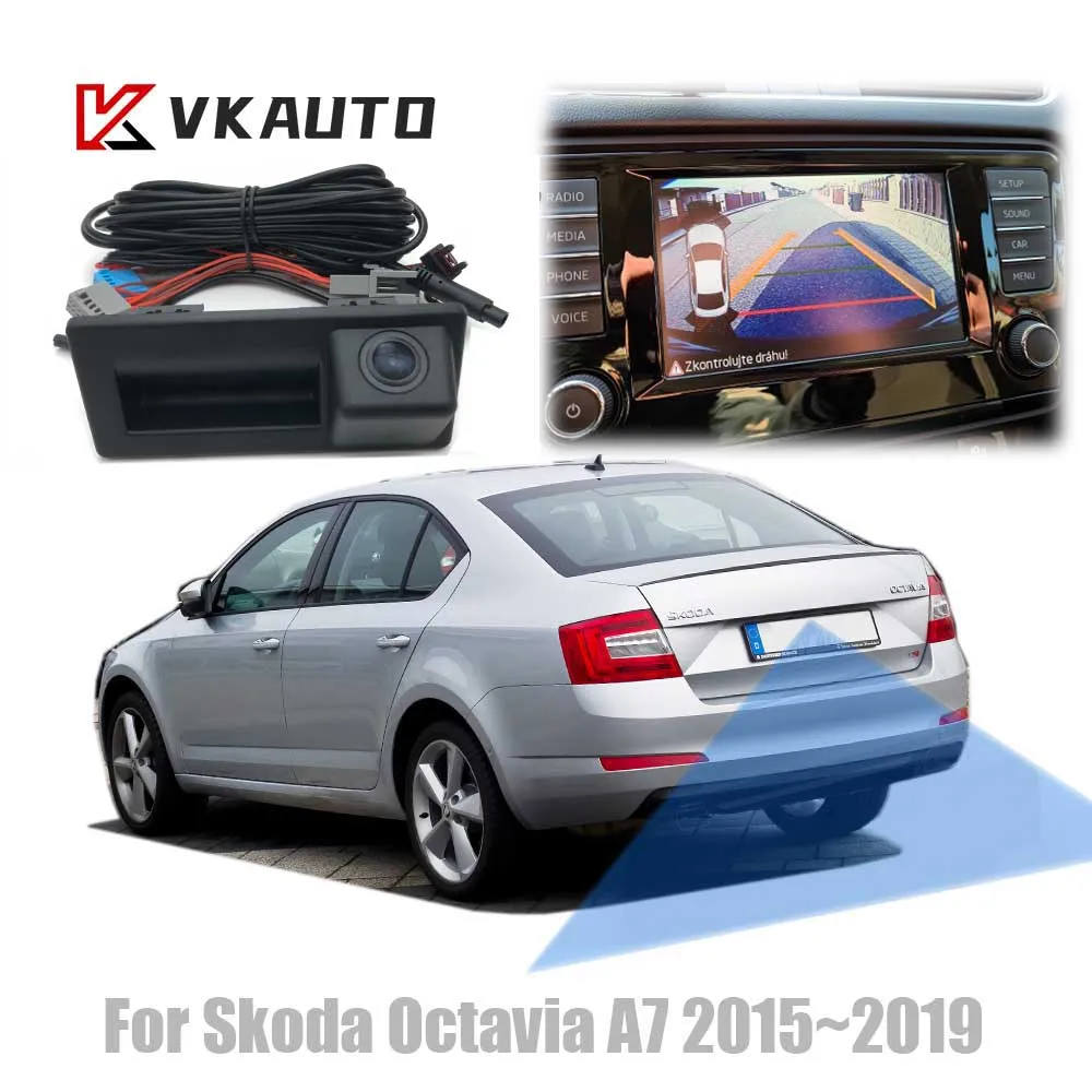 Canbus Dynamische Flugbahnkamera für Skoda Octavia A7 5E 2015 ~ 2019 Parkplatz-Rückfahrkamera funktioniert mit der Factoy MIB2-Einheit Image