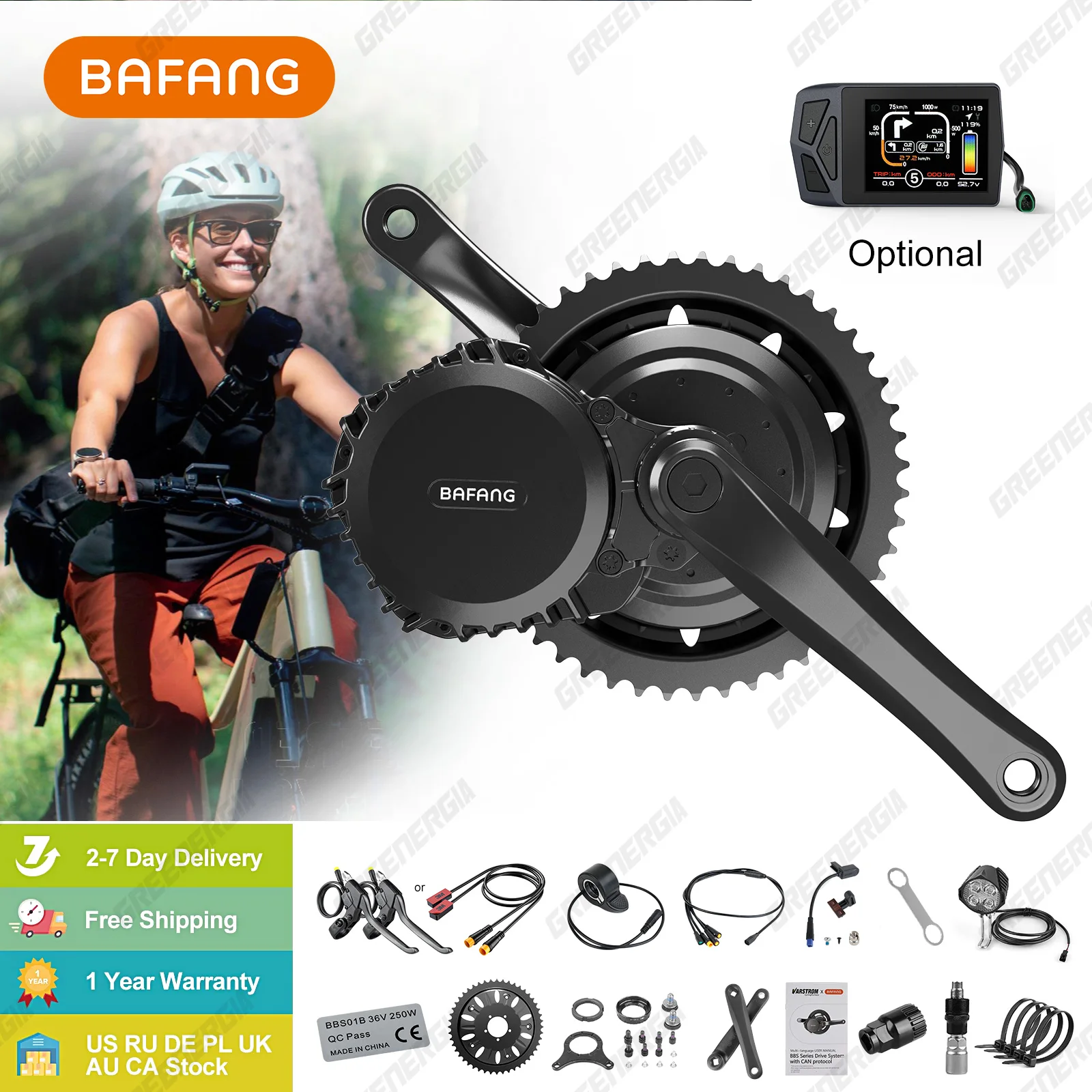 Bafang CAN 48V 52V 1000W Mittelantriebsmotor BBSHD eBike Kits BB 68/100/120mm Leistungsstarker Fahrradmotor Elektrofahrrad-Umrüstsatz Image