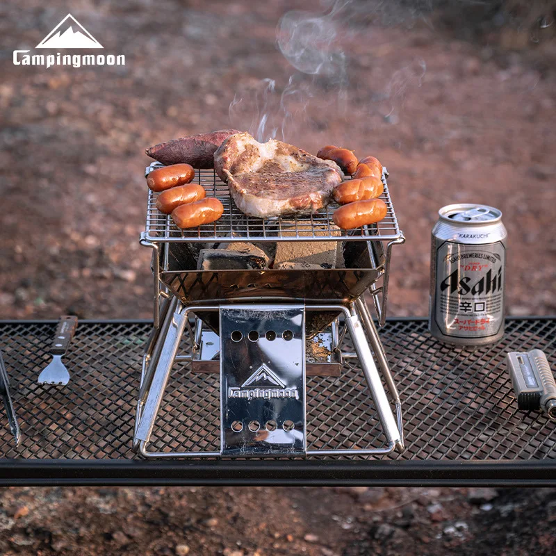 CAMPINGMOON Outdoor-Grill für Paare zum Grillen von 1–2 Personen, kleiner Campinggrill aus Holzkohle für Familien, X-MINI Image