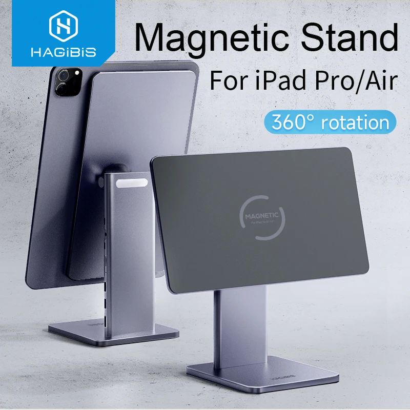 Hagibis faltbarer Magnetständer für iPad Pro 12.9 3./4./5. 11 Air iPad 10. Tablet-Halter 10,9 Rotationshalterung USB-C-Hub Image
