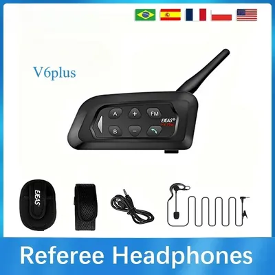 V6 plus Bluetooth Intercom Kopfhörer 1200m Fußball Schiedsrichter Schiedsgericht Intercom Motorrad wasserdicht Inter phone Kommunikator Image