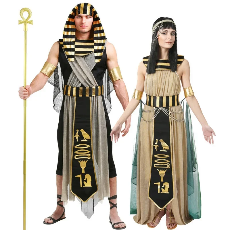 Halloween altes Ägypten ägyptisches Pharao Kostüm für Männer König Cleopatra Königin Cosplay Karneval Party mittelalter liches Paar Party kleid Image