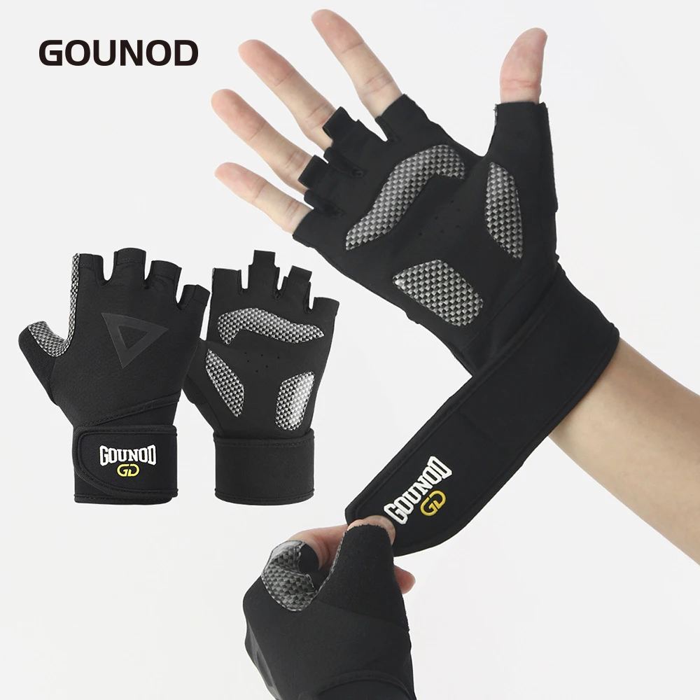 2PC/1 paar GOUNOD Fitness Gewichtheben Handgelenk Band Handschuhe Bodybuilding Training Sport Übung Radfahren Handschuhe Stoßfest Image