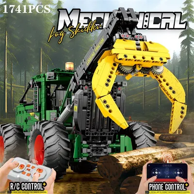 1741pcs rc Holz traktor Bausteine Ackers chlepper Technologie elektronische Fernbedienung Auto Image