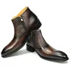Neue Mens Ankle Leathe Schuhe Zipper Luxus Stiefel Sicherheit Formalen Mode Designer Schuhe Große Größe 39 Zu 46 Schwarz & kaffee Rindsleder