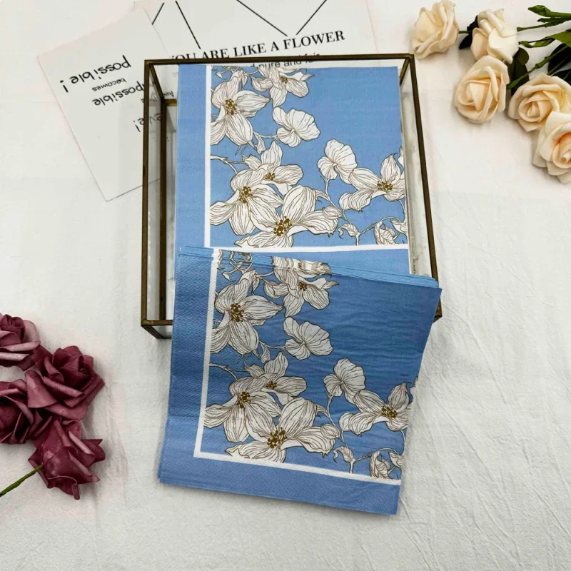 20 teile/paket 33*33 cm Gedruckt Servietten High-end-Blau Floral Modell Quadratischen Mund Tuch Papier Party Restaurant einweg Tischsets Image