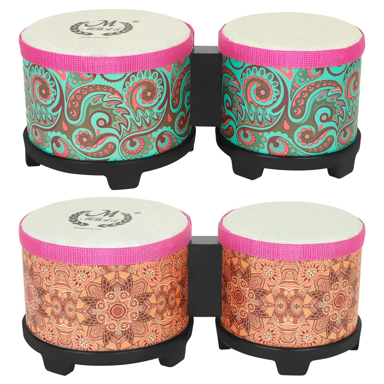 M mbat Bongo Drum Set 5 Zoll 6 Zoll Applikation verbunden Trommeln Bongos Tamburin Percussion Instrument afrikanische traditionelle Trommel Image
