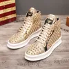Mode Casual Schuhe Herren Solide Nieten High Top Sneakers Unten Wohnungen Fashion Ankle Lace-Up Schuhe Stiefeletten Zapatillas hombre