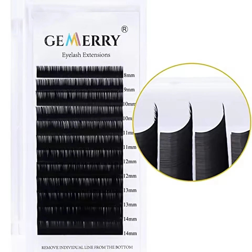 GEMERRY Classic Volume 12 Reihen gemischt 8–12/15–20 mm Länge Einzelwimpernverlängerung Kunstnerz handgefertigte Fächer-Make-up-Wimpern Image