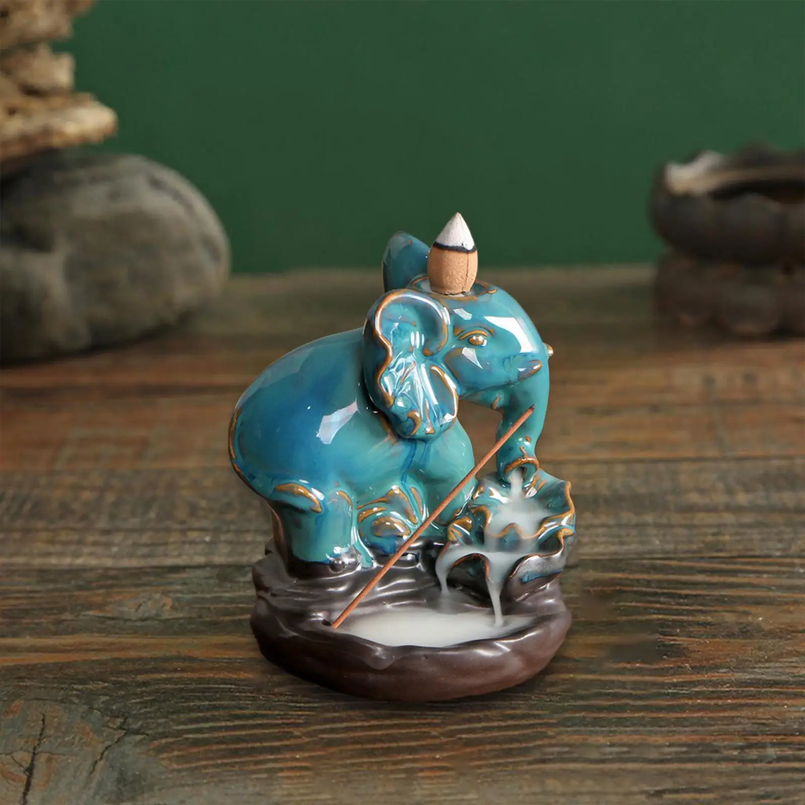 Elefant Rückfluss Weihrauch brenner Wasserfall Weihrauch kegel Brenner, Elefant Ornament handgemachte Keramik Weihrauch halter für Dekor Image