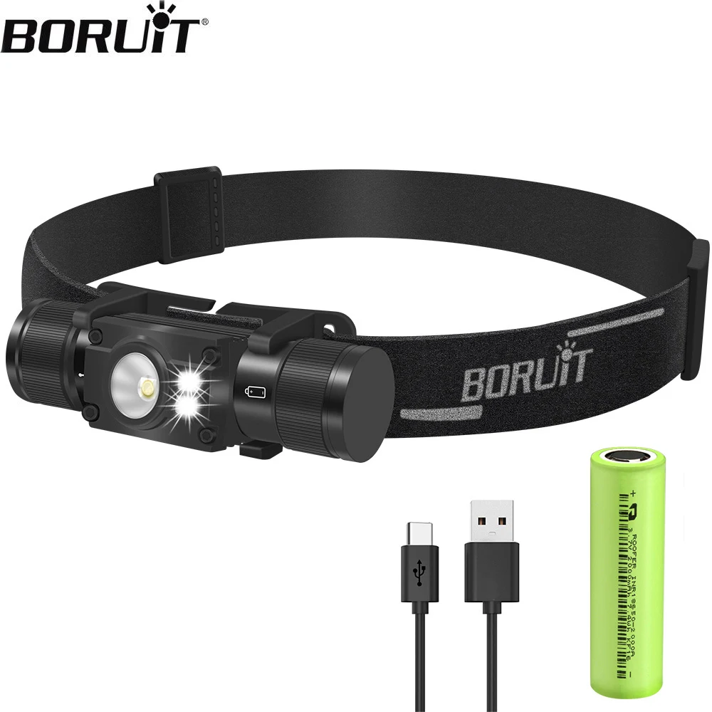 Boruit leistungs starke LED-Scheinwerfer 7 Licht modus Highlight 18650 Typ-C wiederauf ladbare Stirn lampe wasserdichte Fischerei Jagd Camping Lampe Image