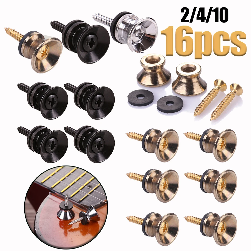 2-16 stücke Gitarre Pegs für Akustische Elektrische Bass Ukulele Gitarre Gurt Schnalle Taste Lock Pins Metall Ende Verriegelung teile Zubehör Image