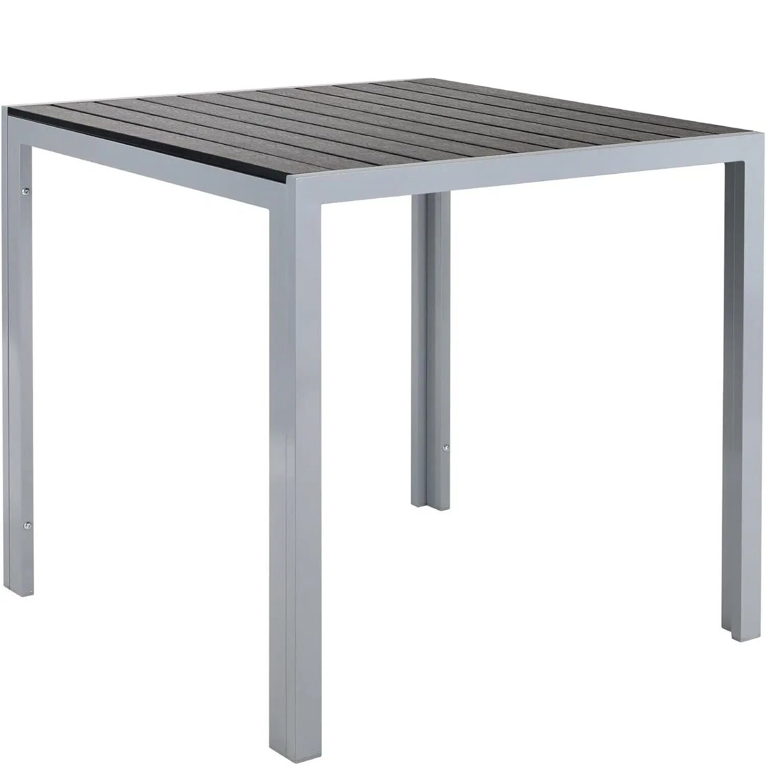 Gartentisch aus Aluminium + Holz-Kunststoff WPC, Esstisch, Bistro-Balkon-Terrassentisch, hitze- und wetterbeständig, rutschfest, 75 cm, Schwarz Image