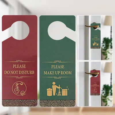 1 Stück „Do Not Disturb Make Up Room“ Holzschild, rotes und grünes doppelseitiges Schild, Home Office Hotel Türgriff Türbehang Image