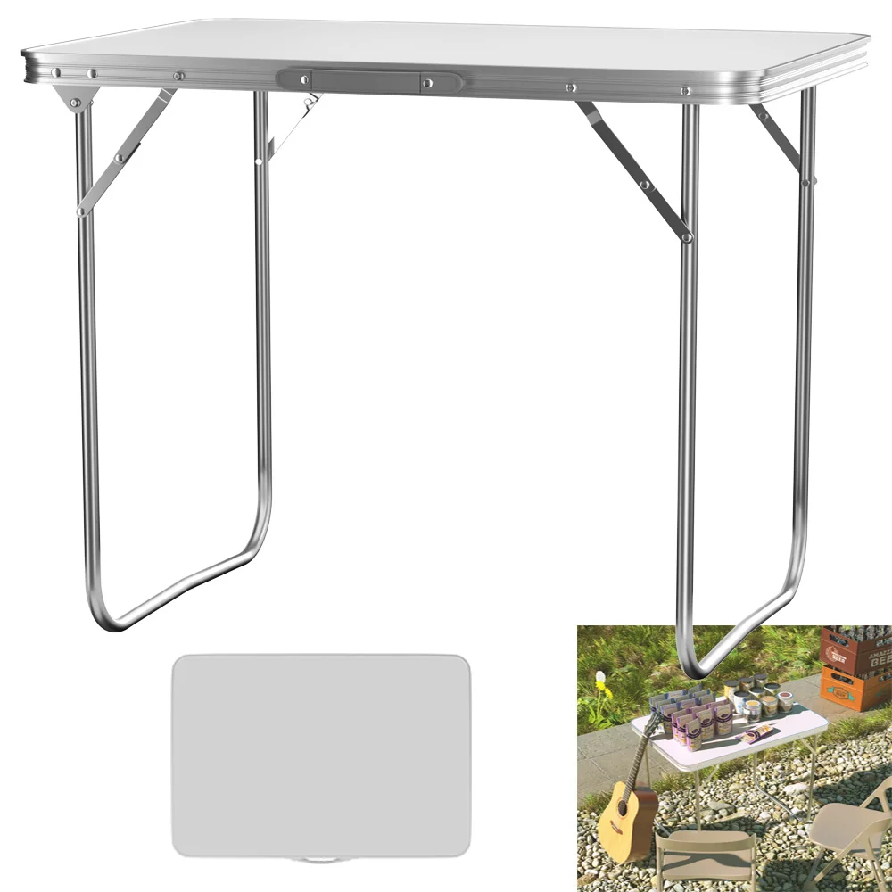 EFAN 2,6 Fuß/80 cm Aluminium-Klapptisch, Campingtisch, tragbarer Catering-Esstisch für Picknick, Garten, Party, Grillen, 80 x 60 x 69 cm Image
