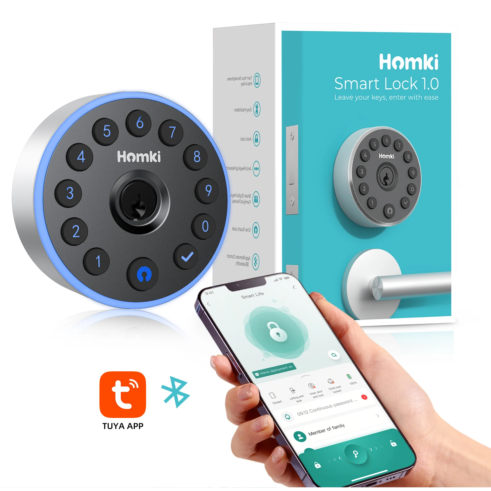 Raykube ip54 wasserdicht tuya bluetooth smart riegels chloss elektronische türschloss app mit tastaturen passwort/app/schlüssel entsperren