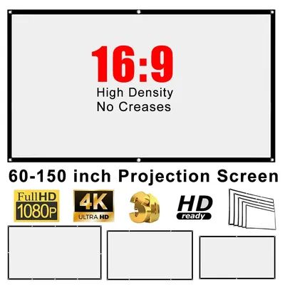 60/72/84/100/120/150 Zoll faltbare Projektor-Leinwand 16:9 tragbare HD-Bildschirm Outdoor Cinema Home Movie Projektor-Leinwand Image