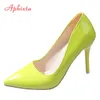 Aphixta 2024 fluor zierend grün mehrfarbig 10cm super hohe Stöckels chuhe Pumps Frauen Schuhe spitzen Zehen Party große Größe 49 50