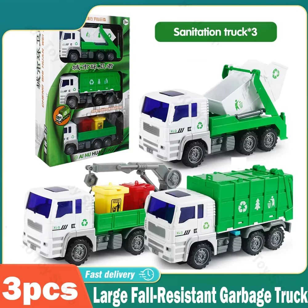 Kinder große fall feste Müllwagen Spielzeug 3 teile/satz Leiter LKW Lift Sprinkler Engineering Truck Kindertag Geschenke Image