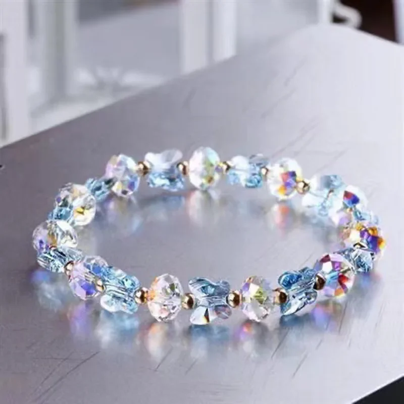Mode Schmetterling Charme Kristall Stretch Perlen Armbänder Elastische Seil Frauen Temperament Armband Image