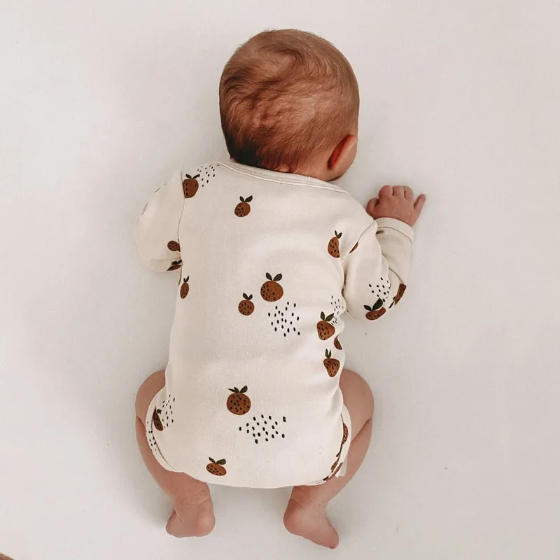 Neugeborenen Baby Mädchen Onesie Little Clementine Body Kleinkind Kinder Jungen Langarm Baumwolle Zwillinge Einteilige Baby Kleidung 0-24M Image